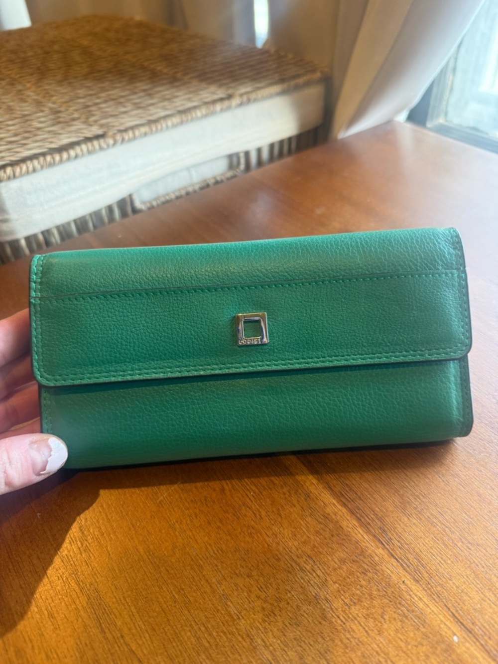 Lodis Green Leather Clutch Wallet